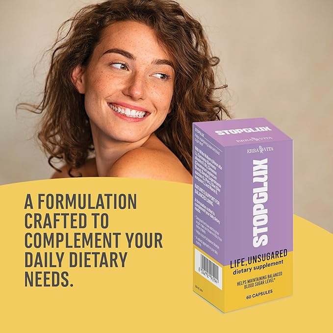 Stopglux 60 Capsules – Dietary Supplement for Sugar Intake and Dietary Habits with Chromium Picolinate, Coenzyme Q10 and Gymnema Sylvestre