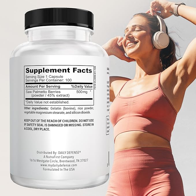 Saw Palmetto Prostate Health Supplement - Hair Growth for Men & Women - Support to Help Maintain Normal Urination Frequency & Natural DHT Blocker to Help Prevent Hair Loss 500Mgs - (100 Capsules)