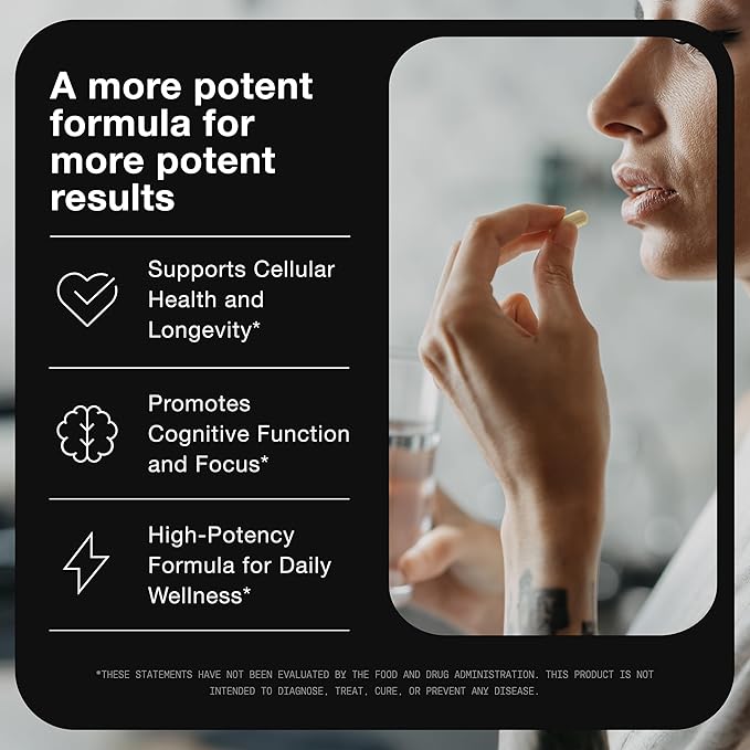 Toniiq NAD+ Supplement 1500mg - Ultra High Strength NAD Supplement with Clinically Studied Ingredients with Patented RiaGev-WS™, Resveratrol, and Niacin - 60 Capsules