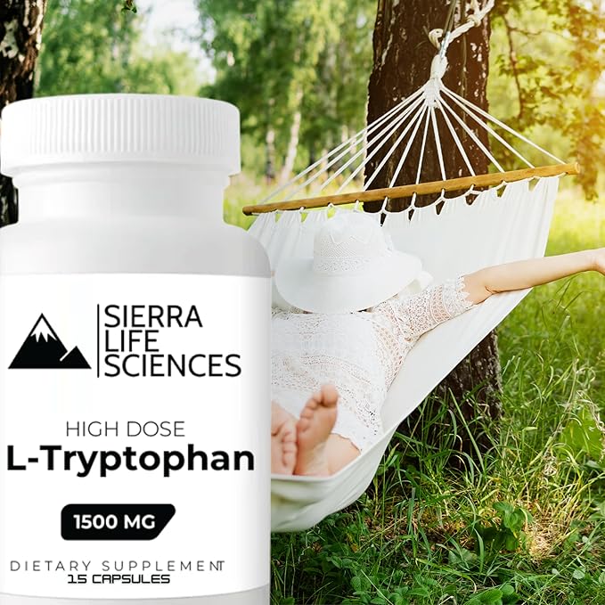 1500mg High Dose L-Tryptophan Max in Easy-to-Swallow Capsules | Gluten-Free, Non-GMO | Travel Size (Single)
