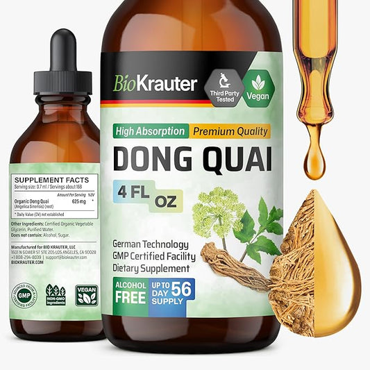 BIO KRAUTER Dong Quai Tincture - Angelica Root Liquid Extract - Women’s Health Support - Alcohol and Sugar Free Angelica Tincture - Vegan Dong Quai Drops 4 Fl.Oz.