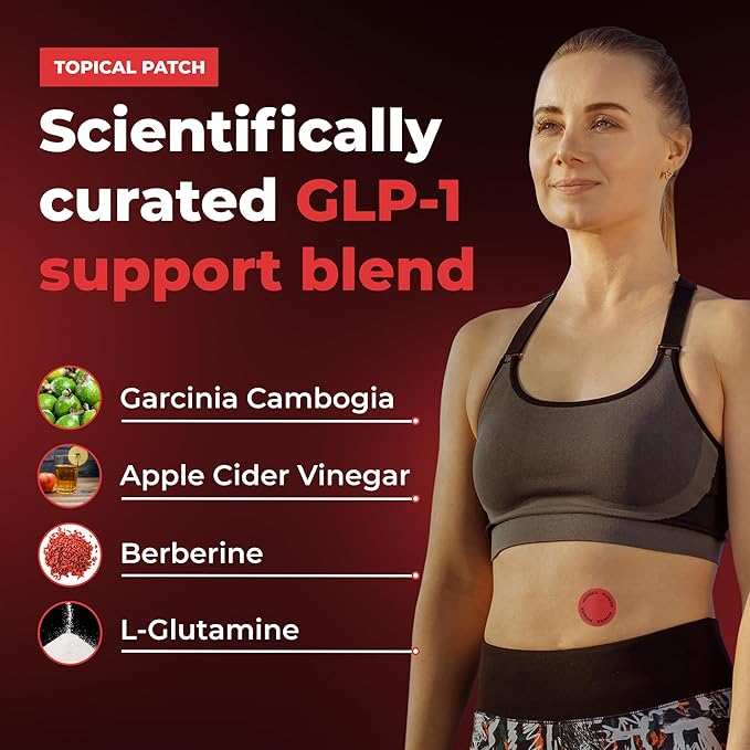 GLP-1 Patches for Women & Men | GLP1 Patch with Berberine, L-Glutamine, Garcinia Cambogia, Resveratrol | 60 Days Supply