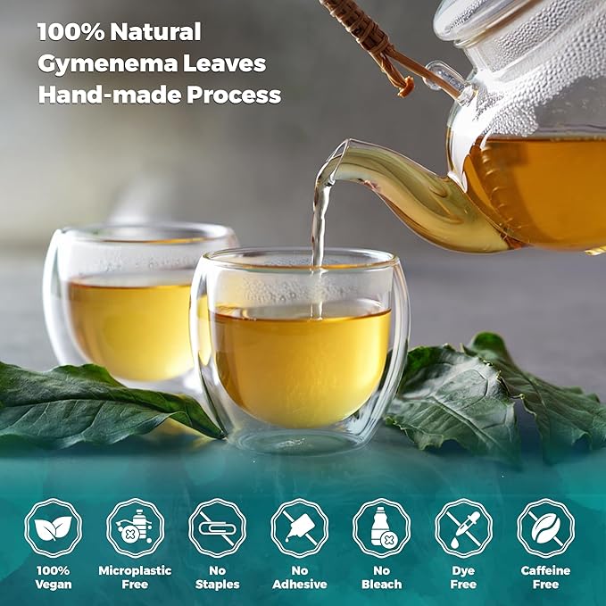 Lavitali, Gymnema Leaves Tea Bags | 60 bags, 100% Pure Herbal Tea | Caffeine-Free, Antioxidant-Rich, Eco-Friendly Filter Bag | Daily Natural Botanical, Hot or Iced Herbal Infusion