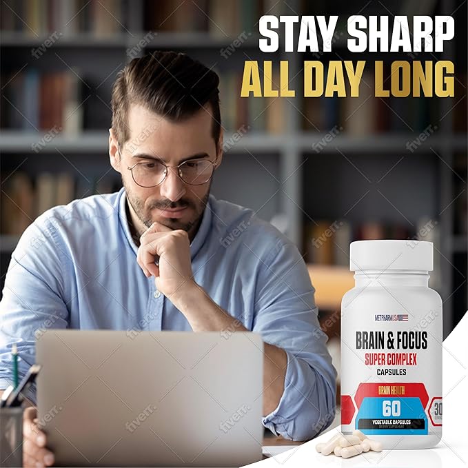 Brain & Focus Nootropic Super Complex Supplement for Brain Support and Performance, Improved Focus Memory and Mental Performance