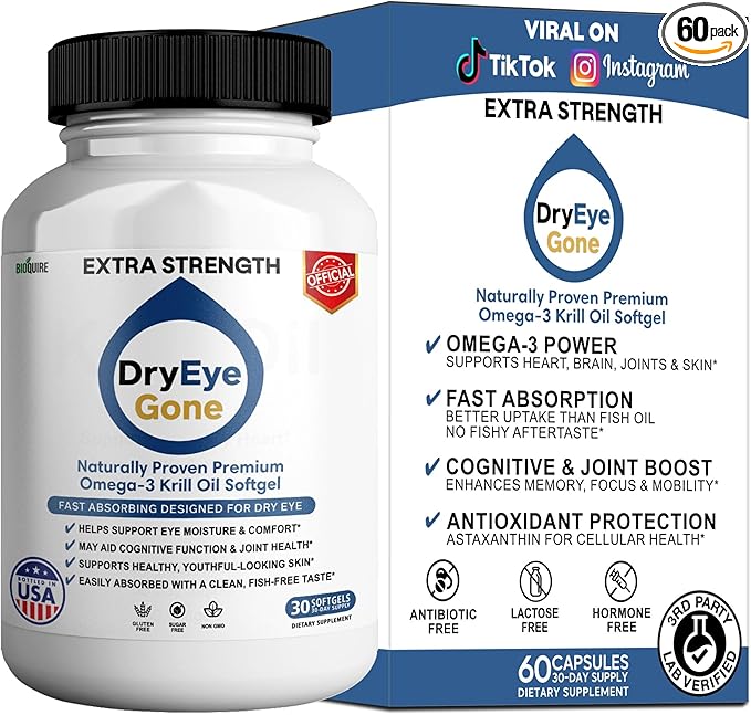 Dry Eye Gone Omega-3 Krill Oil, 500mg, 30 Softgels, Fast Absorbing with EPA & DHA (1)