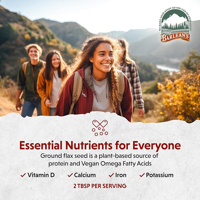 Barlean's Forti-Flax Organic Flaxseed, Ground Whole Raw Seeds, Omega-3 Supplement with Lignans and Dietary Fiber, Bulk Ground Flax Seed, 16 oz, 2 Pack