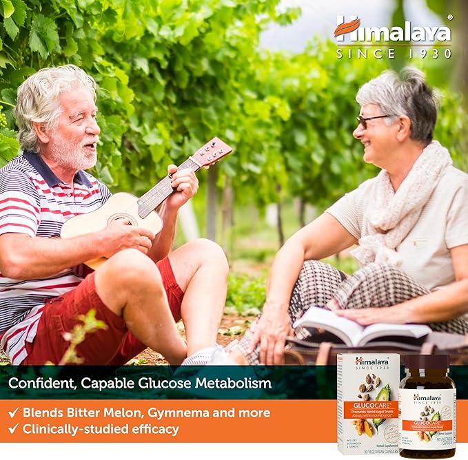 Himalaya GlucoCare, 3 Week Supply - Herbal Glucose Metabolism and Pancreatic Support with Triphala, Turmeric, Bitter Melon, and Gymnema - Vegan, Non-GMO, Gluten Free, 90 Capsules