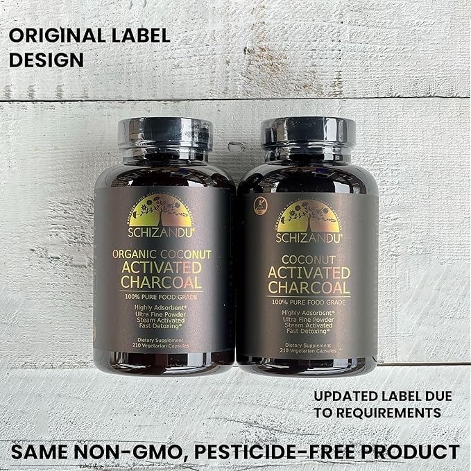 Activated Coconut Charcoal Capsules- Supports Health - Vegan, Organic, Non-GMO, No Additives - X-Large Bottle 210 Count