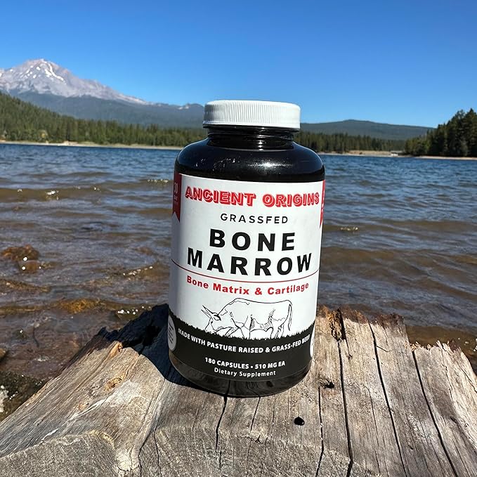 Grass Fed Bone Marrow Supplement, 3060mg, Skin, Oral Health, and Joint Support Supplement, Promotes Whole-Body Wellness, Non GMO Whole Bone Extract, 180 Capsules
