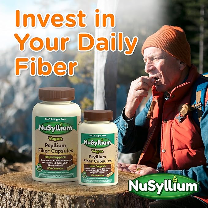 NuSyllium Psyllium Husk Capsules, Organic, USDA Sugar Free, Vegan, 175 Count, Keto-Friendly Dietary Fiber Supplement, Helps Promote Digestive Health*