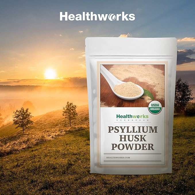 Healthworks Psyllium Husk Powder Organic - 32 Oz / 2 Lbs - Raw - Certified Organic - Finely Ground Powder from India - Keto, Vegan & Non-GMO - Fiber Support