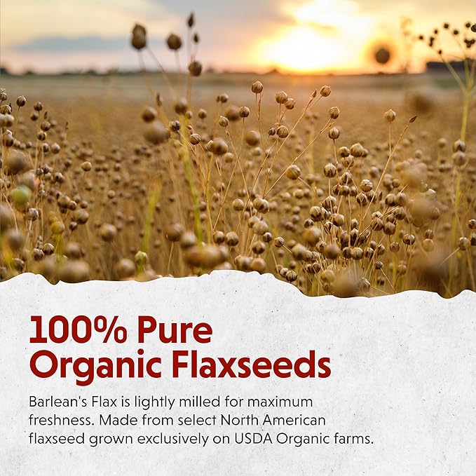 Barlean's Forti-Flax Organic Flaxseed, Ground Whole Raw Seeds, Omega-3 Supplement with Lignans and Dietary Fiber, Bulk Ground Flax Seed, 16 oz, 2 Pack