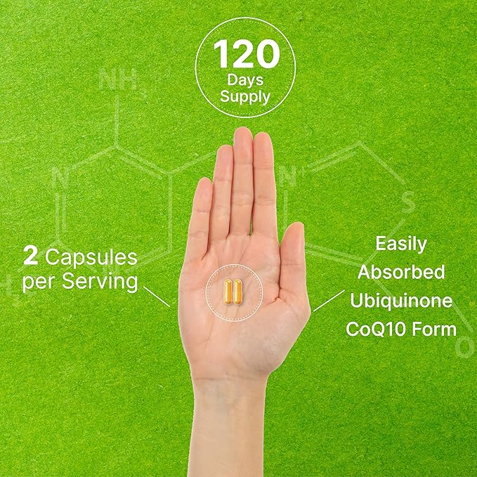 DEAL SUPPLEMENT CoQ10 100mg with Omega 3 100mg, 240 Capsules | Bioavailable Coenzyme Q10 Formula | Supports Heart, Energy & Brain Health | Antioxidant Support | Non-GMO
