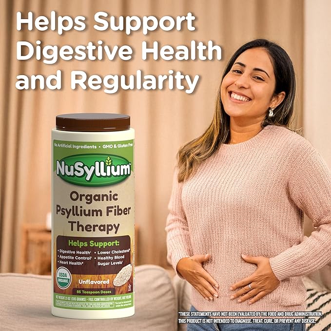 NuSyllium Ultra Psyllium Husk Powder, USDA Organic, 10.7 Oz, Sugar Free Keto-Friendly Fiber Supplement, Promotes Digestive Health* Orange, 42 Servings