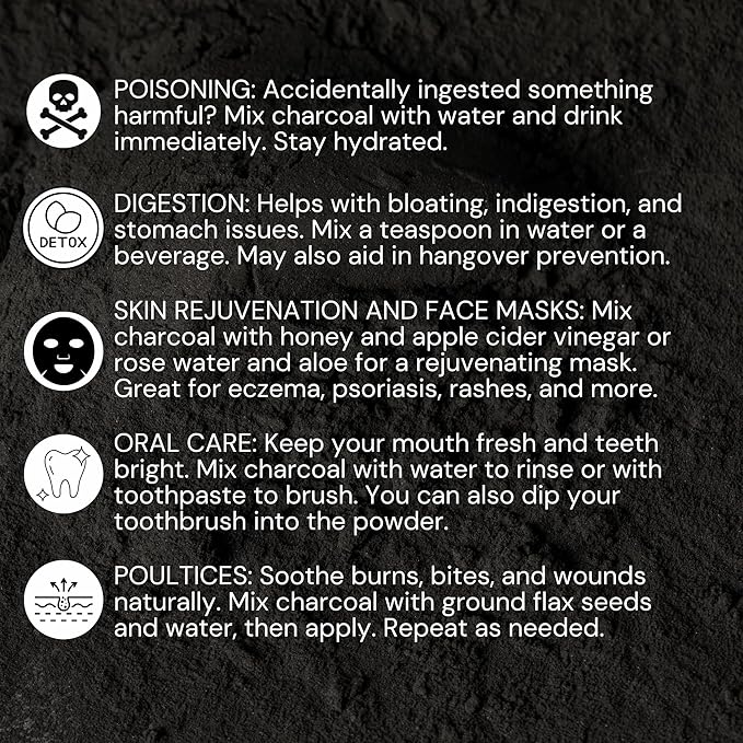 Organic Activated Coconut Charcoal Powder Ideal for Supports Skin, Body, Oral Health, Teeth Whitening | Dietary Supplement (25 Oz (Pack of 1))
