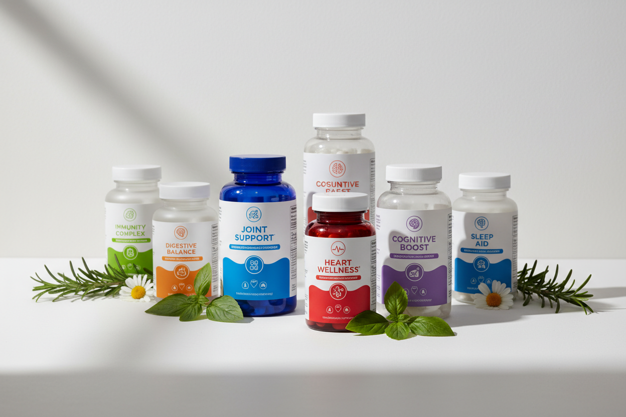 Specialized Health Formulas – Supplements targeting joint health, heart health, brain function, and more. (make it real photo)